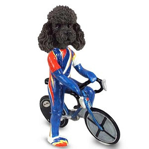 Black Poodle with Sport Cut Bicycle Doogie Collectible Dog Figurine