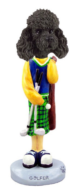 Black Poodle with Sport Cut Golf Doogie Collectible Dog Figurine