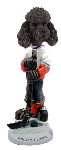 Black Poodle with Sport Cut Hockey Player Doogie Collectible Dog Figurine