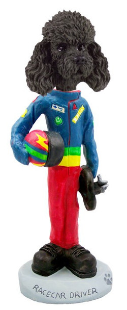 Black Poodle with Sport Cut Racecar Driver Doogie Collectible Dog Figurine
