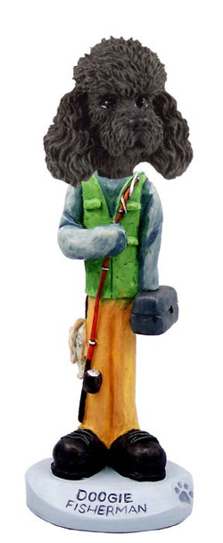 Black Poodle with Sport Cut Fisherman Doogie Collectible Dog Figurine