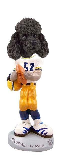 Black Poodle with Sport Cut Football Player Doogie Collectible Dog Figurine