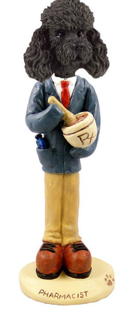 Black Poodle with Sport Cut Pharmacist Doogie Collectible Dog Figurine