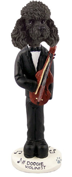 Black Poodle with Sport Cut Violinist Doogie Collectible Dog Figurine