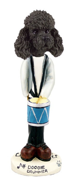 Black Poodle with Sport Cut Drummer Doogie Collectible Dog Figurine