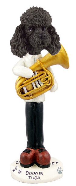 Black Poodle with Sport Cut Tuba Doogie Collectible Dog Figurine