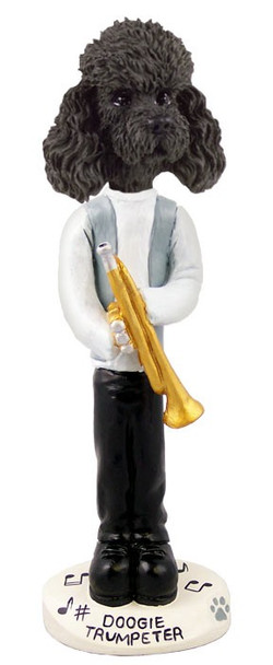 Black Poodle with Sport Cut Trumpeter Doogie Collectible Dog Figurine