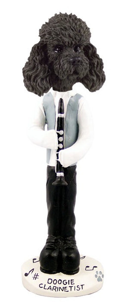 Black Poodle with Sport Cut Clarinetist Doogie Collectible Dog Figurine