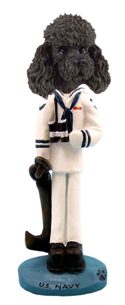 Black Poodle with Sport Cut U S Navy Doogie Collectible Dog Figurine