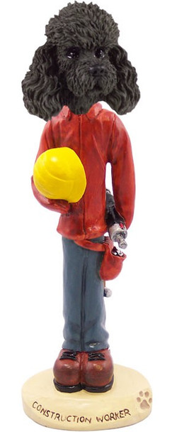 Black Poodle with Sport Cut Construction Worker Doogie Collectible Dog Figurine