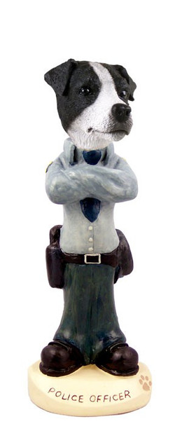 Black & White Smooth Coat Jack Russell Terrier Police Doogie Collectible Dog Figurine