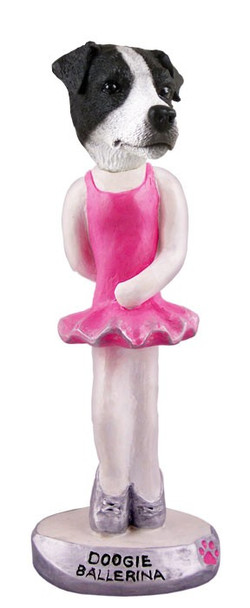 Black & White Smooth Coat Jack Russell Terrier Ballerina Doogie Collectible Dog Figurine