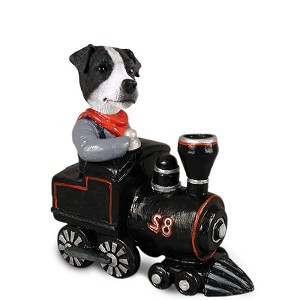 Black & White Smooth Coat Jack Russell Terrier Train Doogie Collectible Dog Figurine