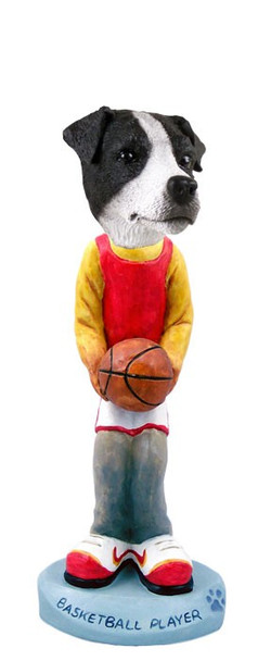 Black & White Smooth Coat Jack Russell Terrier Basketball Doogie Collectible Dog Figurine