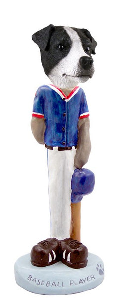 Black & White Smooth Coat Jack Russell Terrier Baseball Doogie Collectible Dog Figurine