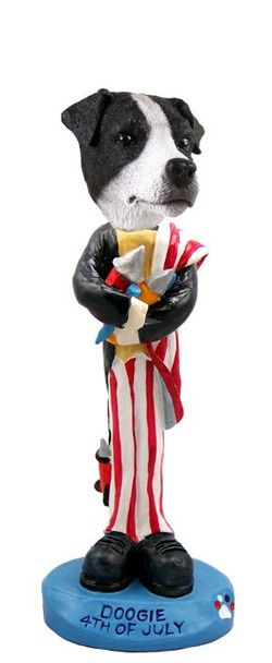 Black & White Smooth Coat Jack Russell Terrier 4th of July Doogie Collectible Dog Figurine