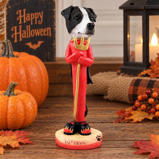 Black & White Smooth Coat Jack Russell Terrier Lil Devil Doogie Collectible Dog Figurine
