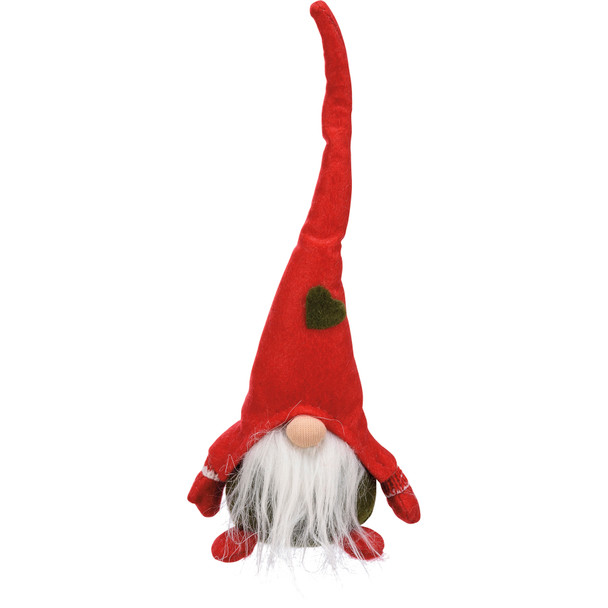 Red Felt Weighted Gnome Figurine With Fluffy Beard 4 In x 9 In from Primitives by Kathy