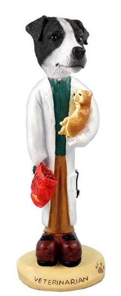 Black & White Smooth Coat Jack Russell Terrier Veterinarian Doogie Collectible Dog Figurine