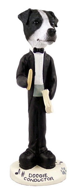 Black & White Smooth Coat Jack Russell Terrier Conductor Doogie Collectible Dog Figurine