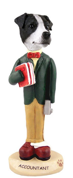 Black & White Smooth Coat Jack Russell Terrier Accountant Doogie Collectible Dog Figurine