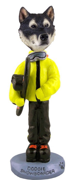 Alaskan Malamute Snowboarder Doogie Collectible Dog Figurine