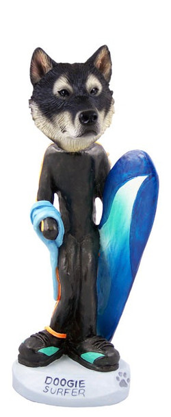 Alaskan Malamute Surfer Doogie Collectible Dog Figurine