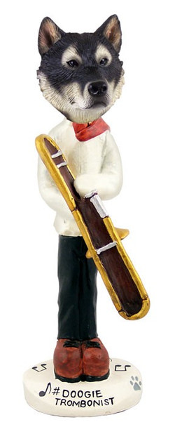 Alaskan Malamute Trombonist Doogie Collectible Dog Figurine