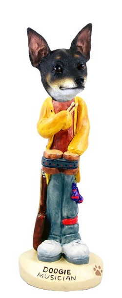 Rat Terrier Musician Doogie Collectible Dog Figurine