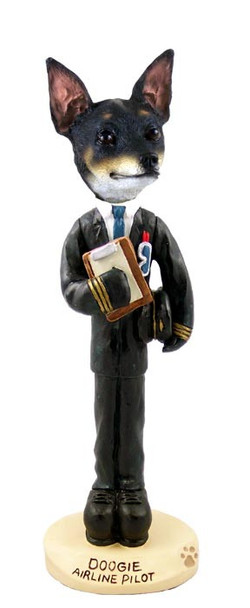 Rat Terrier Airline Pilot Doogie Collectible Dog Figurine