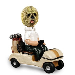 Blonde Lhasa Apso Golf Cart Doogie Collectible Dog Figurine