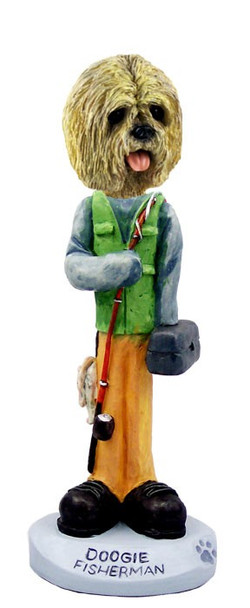 Blonde Lhasa Apso Fisherman Doogie Collectible Dog Figurine