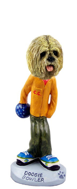 Blonde Lhasa Apso Bowler Doogie Collectible Dog Figurine