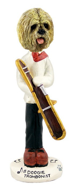 Blonde Lhasa Apso Trombonist Doogie Collectible Dog Figurine