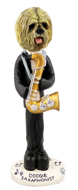 Blonde Lhasa Apso Saxophonist Doogie Collectible Dog Figurine