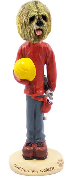 Blonde Lhasa Apso Construction Worker Doogie Collectible Dog Figurine