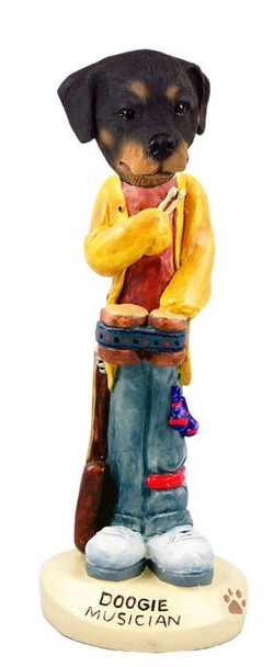 Rottweiler Musician Doogie Collectible Dog Figurine