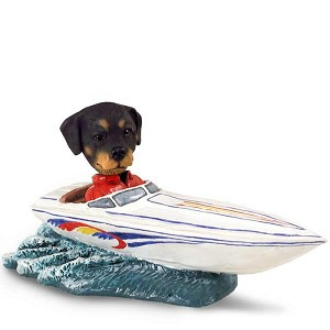 Rottweiler Motorboat Doogie Collectible Dog Figurine