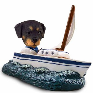 Rottweiler Sailboat Doogie Collectible Dog Figurine