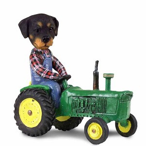 Rottweiler Tractor Doogie Collectible Dog Figurine