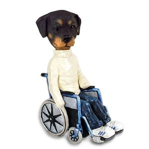 Rottweiler Wheelchair Doogie Collectible Dog Figurine