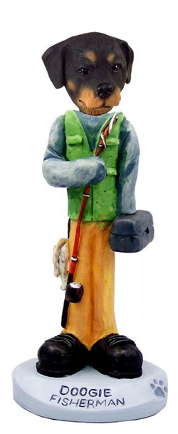 Rottweiler Fisherman Doogie Collectible Dog Figurine