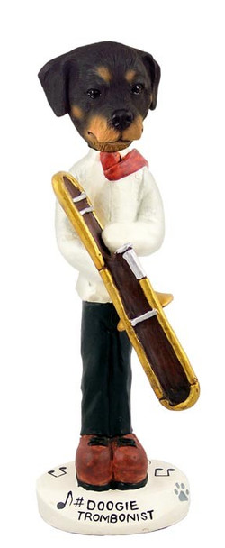 Rottweiler Trombonist Doogie Collectible Dog Figurine