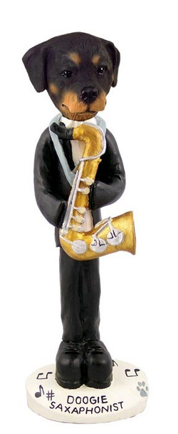 Rottweiler Saxophonist Doogie Collectible Dog Figurine