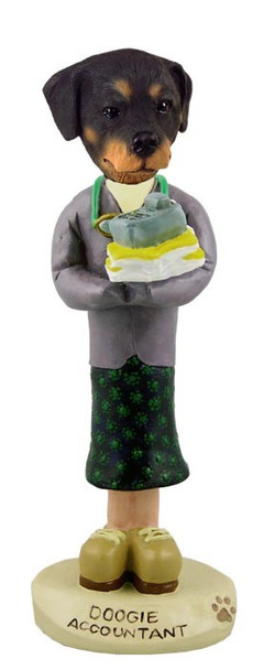 Rottweiler Female Accountant Doogie Collectible Dog Figurine