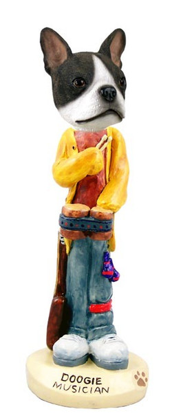Boston Terrier Musician Doogie Collectible Dog Figurine