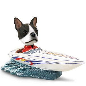 Boston Terrier Motorboat Doogie Collectible Dog Figurine