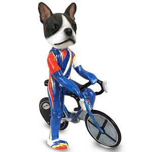 Boston Terrier Bicycle Doogie Collectible Dog Figurine