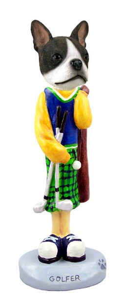 Boston Terrier Golf Doogie Collectible Dog Figurine