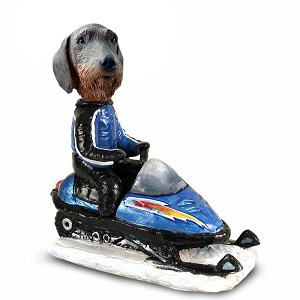 Wirehaired Dachshund Snowmobile Doogie Collectible Dog Figurine